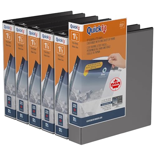 QuickFit View Binder, 3-Ring Binder for School or Office, D Ring, Black, 6 Pack, 1.5 Inch - color: Black, size: 1.5 Inch, style: 6 Pack