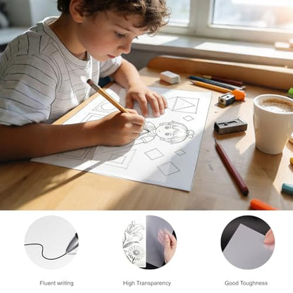 WRJIANGFA Tracing Paper Pad, 50 Sheets, A4 Size 8.27x11.69 Inches, High Transparency, Anti-Wrinkle, 53gsm, for Artists, Architects, Students