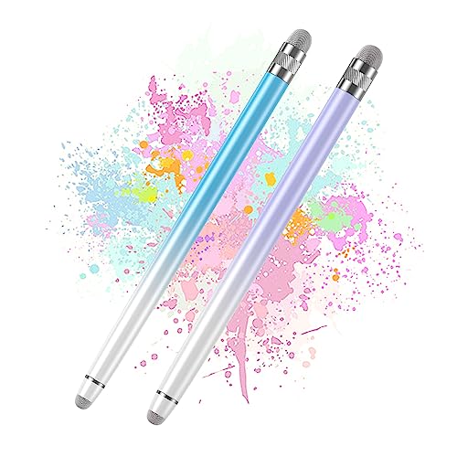 Bopomofo 2PCS Stylus Pen for Touchscreen,High Sensitivity & Precision | Metal Barrel,Fiber Tip,No Charging,Compatible with iPhone iPad Android Microsoft Surface Nintendo Switch Touch Screen - color: Purple/Blue