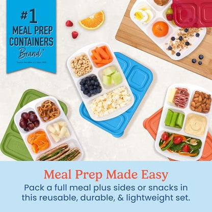 Bentgo Easyboxes - Reusable 5-Compartment Food Containers, Stackable 8-Piece Set, 4 Trays & 4 Lids, BPA-Free Food Storage for Meal Prep, School, & Work; Lunch Boxes with Patented Design (Classic) - color: Classic