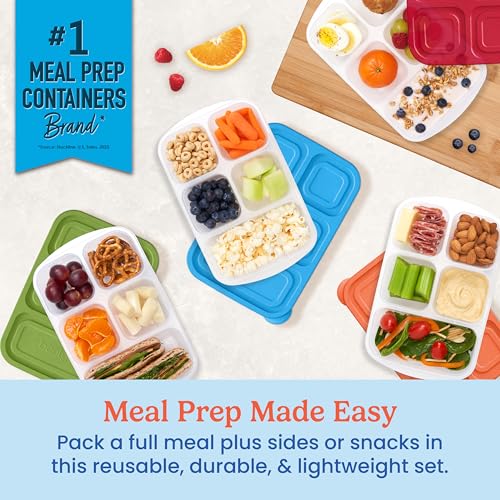 Bentgo Easyboxes - Reusable 5-Compartment Food Containers, Stackable 8-Piece Set, 4 Trays & 4 Lids, BPA-Free Food Storage for Meal Prep, School, & Work; Lunch Boxes with Patented Design (Classic) - color: Classic