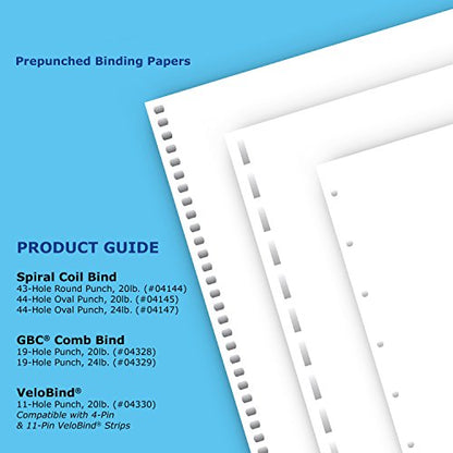 PrintWorks Professional Prepunched Paper, 8.5 x 11, 20 lb, 43-Round Hole Spiral Coil (4:1 Pitch) Binding Paper, 500 Sheets, White (04144) (Pack of 4) - size: 20 lb (Pack of 4), style: Spiral, 43-Hole