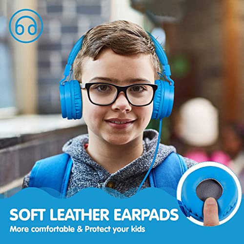 ONTA Kids Headphones for Boys Girls - Child Student Headset Wired Plug Toddler Earphones School Teen on Ear for Ipad | Computer | Smart Phone | Amazon Fire Tablet | Laptop | Plane Travel | Game, Blue - color: Blue