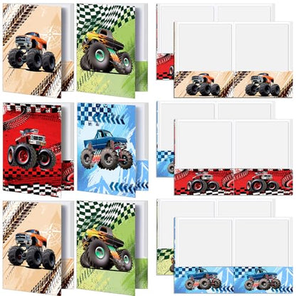 Kosiz 12 Pcs 9x12 Truck 2 Pocket Folder for Boy Cute Back to School Take Home File Bulk Kid Student Homework Paper File Folder for School Classrwork Office Home Classroom Teacher Business Party Supply - style: Trucks