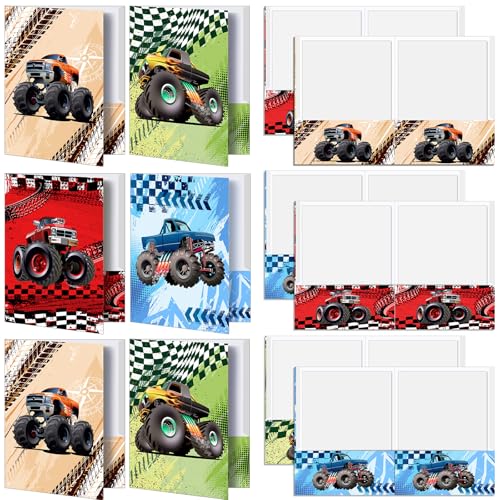 Kosiz 12 Pcs 9x12 Truck 2 Pocket Folder for Boy Cute Back to School Take Home File Bulk Kid Student Homework Paper File Folder for School Classrwork Office Home Classroom Teacher Business Party Supply - style: Trucks