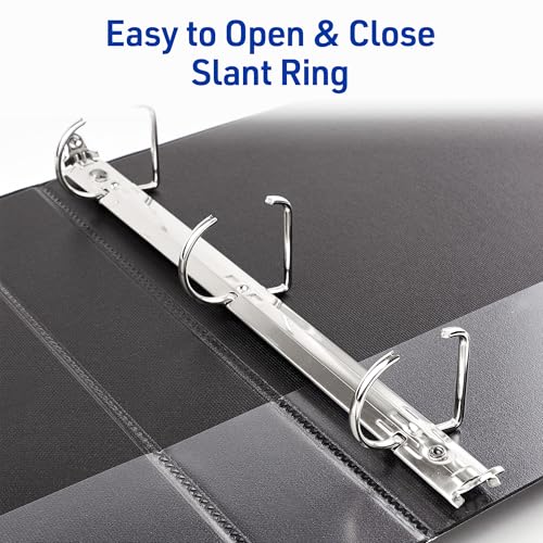 Avery Durable View 3 Ring Binders, 1.5 Inch Slant Rings, 375-Sheet Capacity, DuraHinge, 2.1 Inch Wide Spine, Customizable Clear Covers and Spine, 1 Black Binder (17021) - size: 1.5"