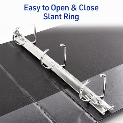 Avery Durable View 3 Ring Binders, 1.5 Inch Slant Rings, 375-Sheet Capacity, DuraHinge, 2.1 Inch Wide Spine, Customizable Clear Covers and Spine, 1 Black Binder (17021) - size: 1.5"