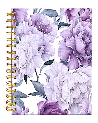 iampanda Spiral Journal Notebook,Strong Twin-Wire Binding with Premium Paper for Girl Women,Pretty Design 60 Sheets A5 College Ruled Notebook/Journal,Perfect for School Office Home Gifts,Purple Floral - color: Purple Floral