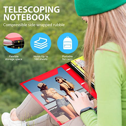 WOT I 1-Pack Telescoping 3 Ring Binder Notebook - Customizable Cover, 5 Dividers & Pocket Folder in One Slim Organizer (60 Sheets Included), Red - color: Red, size: 1 Pack