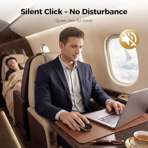 TECKNET Rechargeable Slim Portable Silent Computer 2.4 GHz Wireless Mouse | Lightweight Ambidextrous with USB-A Receiver, 4000 DPI Optical Tracking 90-Day Battery Life, Compatible with PC, Mac, Laptop - color: Black gold