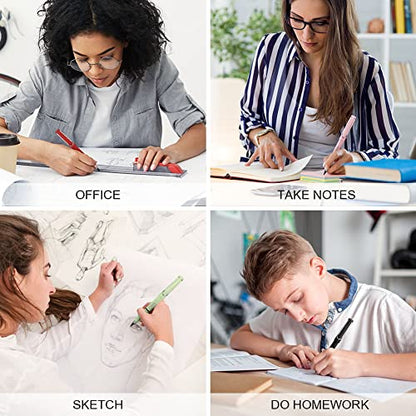 Ainiv Inkless Pencil with Eraser, 5 Sets Infinity Pencil Everlasting Pencil, Reusable Infinite Pencil with Extra 5 Eraser & 5 Replaceable Nibs, Endless Pencil for Home Office School Writing Drawing - color: 5PCS-Black、Red、Yellow、Green、Pink