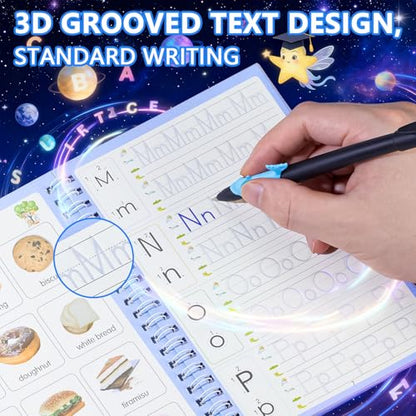 Magical Handwriting Workbooks, Handwriting Practice Magic Copybook for Preschool Learning Activities, Grooved Handwriting Practice for Kids Ages 3-5, Reusable Copybook Grooves Template Design - color: 5 Books