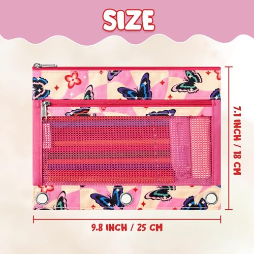 WAWSAM Butterfly Pencil Pouch for 3 Ring Binder, Binder Pencil Pouches with Zipper, Pencil Case with Clear Window, Cosmetic Bags for Office Supplies - color: Butterfly