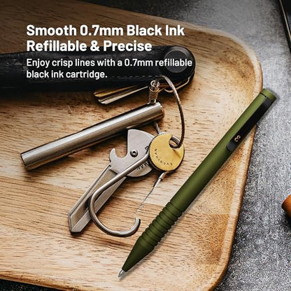 Everyman OD Green Super Matte Mini Twist Gel Pen | Compact Refillable 0.7mm Gel Pen with Twist Mechanism | Durable Metal EDC Writing Tool for Travel, Office, Work & Gifting - color: OD Green, style: Mini Twist
