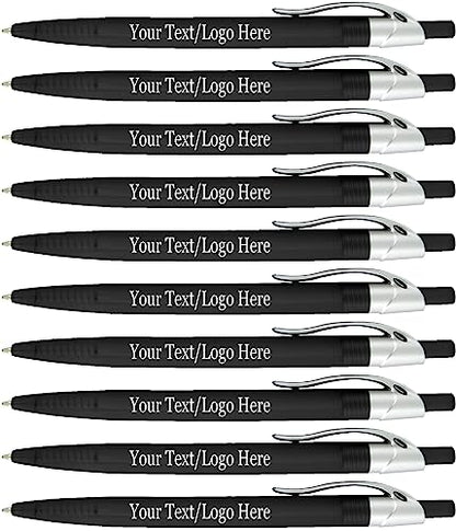 SyPen Personalized Pens With your Custom Logo or Text-500 Pack Bulk-for Businesses, Parties, and Events, Custom Printed Ballpoint Click Pens, Translucent Barrel, Black Pen, Black Ink - color: Black