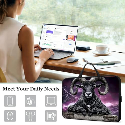 13 13.3 14 inch Laptop Sleeve with Handle, Black Ram Water‑Resistant Laptop Carrying Case for MacBook Air 13-inch/MacBook Pro 13/14 inch/Dell/HP/Lenovo - color: Black Ram, size: 13-14 inch Devices