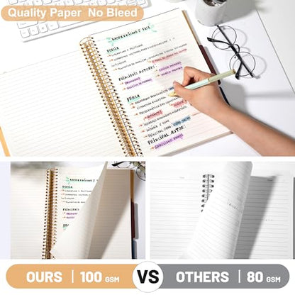 8.5 x 11 Large Spiral Notebook 3 Subject Spiral Notebook Hardcover Spiral Notebook for Note Taking 120 Sheets College Ruled Journal for School Office Supplies Writing Journal,Brown - color: 4.brown