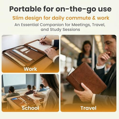 KHOMO Universal Padfolio Case – Tablet Portfolio Organizer with Notepad Holder – Compatible with iPad 10th/11th Gen, iPad Pro 11, iPad 7/8/9 (10.2", 10.9", 9.7") - color: Brown