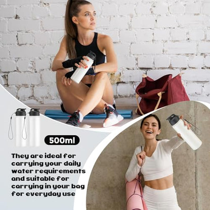 Domensi 50 Pieces Plastic Water Bottle Bulk 17 oz Sports Adults Reusable Large Water Bottles with Leak Proof Flip Top for Adults Fitness (Solid White) - color: Solid White