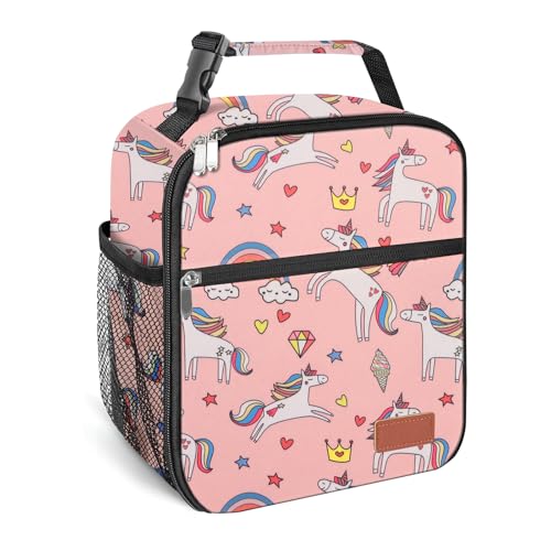 Lunch Box for Men & Women Durable Lunch Bag for Adults Reusable Small Lunchbox Pink Unicorn - color: Pink Unicorn
