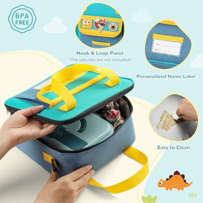 REDSHELL Lunch Box Kids, Large Insulated Lunch Bag for Boys Girls, Blue | Tactical Style, Cooler Lunchbag, Square Toddler Lunchbox, School & Daycare, Lunch Tote, Water Bottle Holder, Adjustable Strap - color: Blue