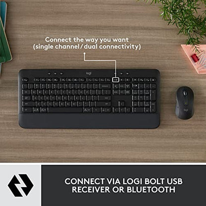 Logitech Signature MK650 Combo for Business Keyboard and Mouse - Graphite | Logi Bolt, Bluetooth, SmartWheel, globally certified, Windows, Mac, Chrome, Linux compatible, designed for business - color: Graphite, style: Combo w. Small Mouse