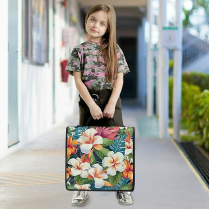 Flowers Hibiscus Zipper Binder 3 Ring 1.5 Inch School Binder Organizer with Shoulder Strap Handle File Folder Pockets Large Capacity Students Girl Boy Men Office Work - color: Flowers Hibiscus