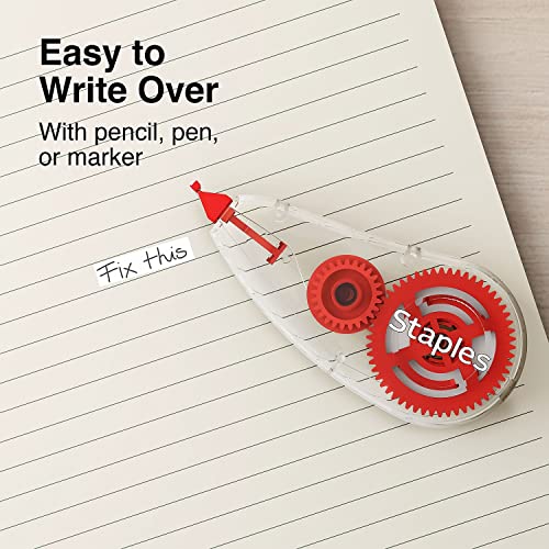 STAPLES Correction Tape, White, 30 Pack – Bulk Instant‑Dry Tape for Offices, Classrooms & Admin Use - style: 30 Pack