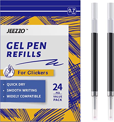 Gel Ink Refills for Retractable Click Pens, Medium Point Pen Refills | Pen Refills Compatible with Pilot G2 Pentel Energel Jetstream Sharpie S-Gel Uniball Signo Zebra Sarasa (blue, 0.7mm, 24 pcs) - color: Blue, size: 0.7MM