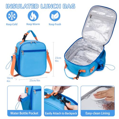 Bento Lunch Box for Kids Adult, Leakproof 3-4 Compartment Bento Box Set with Insulated Food Jar,Water Bottle, Lunch Bag, School Lunch Container for Toddler Teen Girls Boys Ages 3+(Blue) - color: Blue