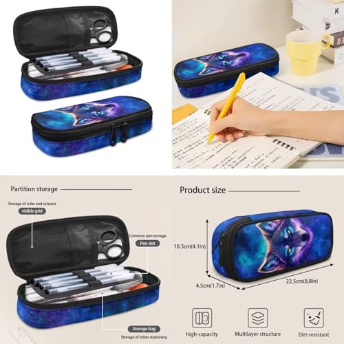 Galaxy Wolf Backpack for Girls Kids Backpack with Lunch Box Water Bottle Pouch and Soft Pencil Case 4PCS Set Cute Bookbag with Front Pocket 17" Large School Bag for Graduation Season Gift - color: Cool Galaxy Wolf