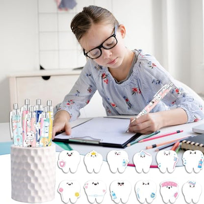 Dental Sticky Notes with Pens Gifts - Wxiben 24 Pcs Dental Assistant Ballpoint Pens Teeth Notepads Set Dental Hygienist Assistant Appreciation Gifts for Party Office Home Coworkers Women Doctor Nurse - color: Dental Assistant