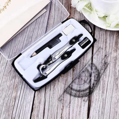 Operitacx 10 in 1 Metal Compass Drawing Kit with Pencil Sharpener and Eraser, Practical Geometry Set and Accurate Scale, Includes Rulers and Protractor for School Season and Student