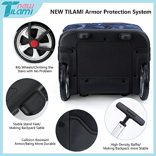 NEW TILAMI 19 inch Rolling Backpack Teens Rolling Backpack Cute Wheeled Laptop Backpack Bookbag Roller Travel Bag College, Doodle Grey - color: Grey Doodle