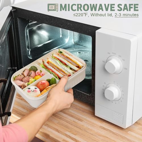 Bento Box for Adults, 1800 ML Bento Lunch Box for Kids Girls Boys with Spoon & Fork, 3-Compartment Lunch Containers, Microwave & Dishwasher Safe, BPA-Free and Food-Safe Materials(Light Green) - color: Light Green