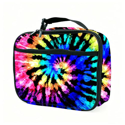 Tie Dye Lunch Box Insulated Reusable Lunch Bag Tote Cooler for Women Men Boy Girl School Work Office Picnic - color: Tie Dye