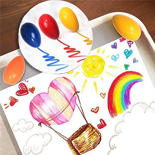 MAGQOO 9 Colors Egg Crayon for Toddlers Baby Palm Grip Jumbo Crayons Easter Egg Gifts Non Toxic Palm Grasp Washable Paint Crayons Stackable Toys
