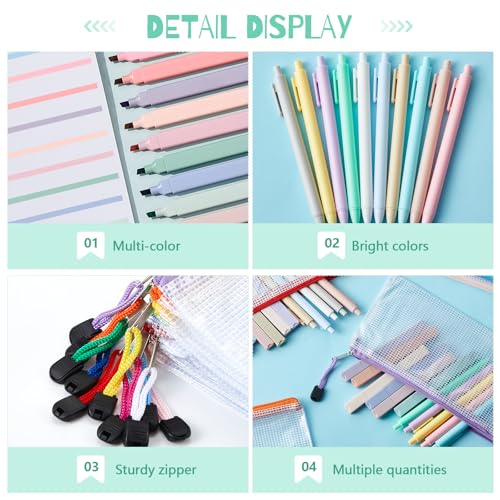 Dunzoom 120 Pcs Bible Journaling Kit Bible Highlighters and Black Gel Pen Include Highlighters,Black Gel Pens and Pencil Pouches Aesthetic Book Annotation Kit Church Gifts for School Study (Macaron)