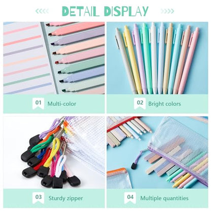 Dunzoom 120 Pcs Bible Journaling Kit Bible Highlighters and Black Gel Pen Include Highlighters,Black Gel Pens and Pencil Pouches Aesthetic Book Annotation Kit Church Gifts for School Study (Macaron)