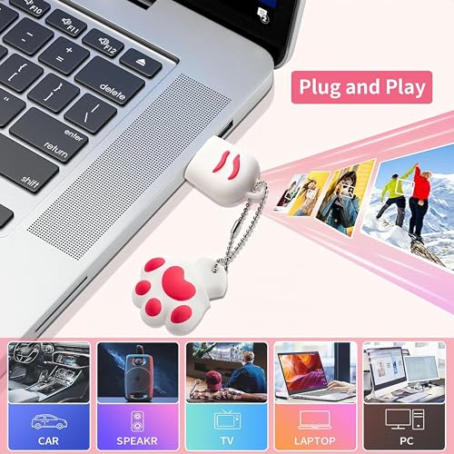 64GB USB 2.0 Flash Drive Cartoon Novelty Lovely Cat Paw Memory Stick Silicone Rubber Ainmal Pendrive White - color: Catpaw-white, size: 64GB 2.0