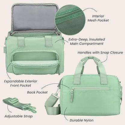 Bentgo Insulated Lunch Bag – Extra-Large Capacity Adult Lunch Bag with Shoulder Strap and External Storage Compartment, Durable, Lightweight, Ideal for Work, School, & Meals On the Go (Clay Green) - color: Clay Green