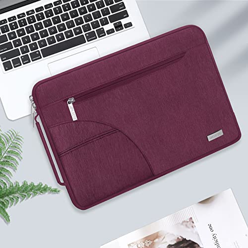 MOSISO Laptop Shoulder Bag Compatible with MacBook Neo 13 inch/Air 13.6 inch/Air 13 inch/Pro 13 / Pro 14 inch, 13-14 inch Notebook, Polyester Briefcase Sleeve with Side Handle, Burgundy