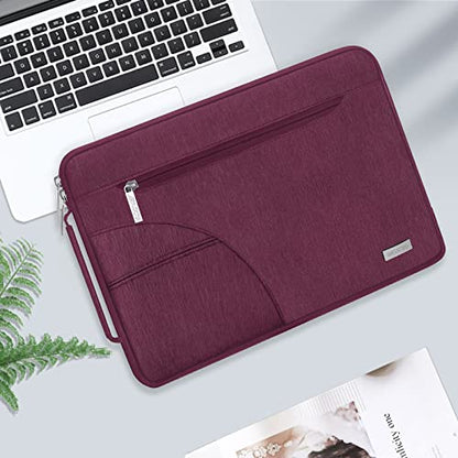 MOSISO Laptop Shoulder Bag Compatible with MacBook Neo 13 inch/Air 13.6 inch/Air 13 inch/Pro 13 / Pro 14 inch, 13-14 inch Notebook, Polyester Briefcase Sleeve with Side Handle, Burgundy