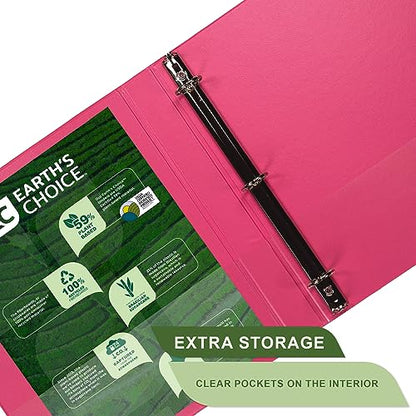 Samsill Plant-Based 1 Inch Durable Round Ring, View Binder, Eco-Friendly, USDA Certified Biobased, Single, Bright Pink - color: Berry Pink, size: 1-Inch