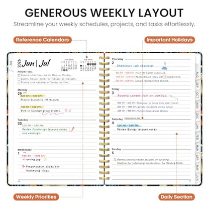 Planner 2026-2027, Academic Year Monthly and Weekly Calendar Planner, Jul 2026 - Jun 2027, Hardcover Teacher Student Planning Agenda book with Tabs, Perfect for School Office Supplies, 6.3" x 8.5" - Enchanted Mushrooms - color: D-Enchanted Mushrooms, size