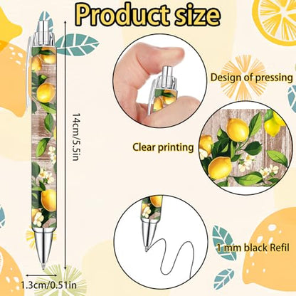 Idealmuzik Lemon Pens Set – Fun Citrus-Themed Pens for Girls, Students, and Stationery Lovers – Smooth Writing Ballpoint Pens for School, Journaling, or Gifts – Bright and Cheery Design, 8 Pack - style: Lemon