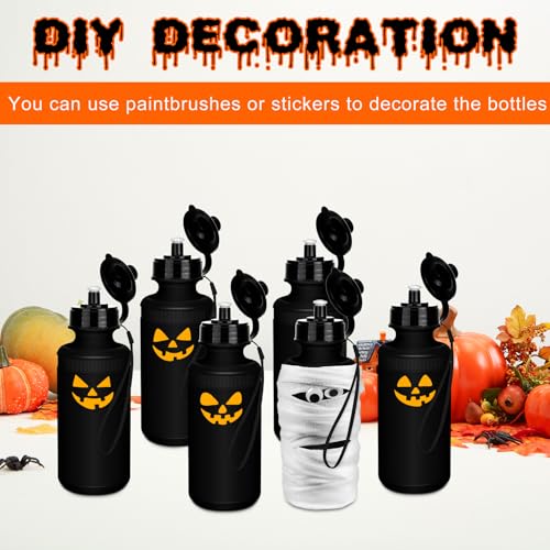 Ziliny 72 Pcs Resuable Water Bottles Bulk for Kids 20 oz Squeeze Sports Plastic Water Bottles with Lanyards Blank DIY Cups for VBS Back School Operation Christmas Summer Camp - color: Black