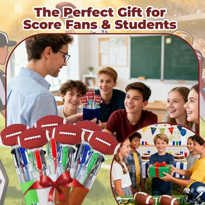 Football Party Favors Football Pens Mini Multicolor Pen in One Cute Fun 4-in-1 Pens Bulk Cool Ballpoint Pens for Birthday Gifts Teacher Supplies (Football, 12) - style: Football