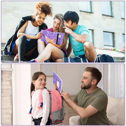 Seajan 20 Pack Composition Notebooks, Wide Ruled Paper, 7-1/2" x 9-3/4" Marble Hard Covers, 60 Sheets, Composition Notebooks Bulk for Students Back to School Adults Office Supplies(Purple) - color: Purple