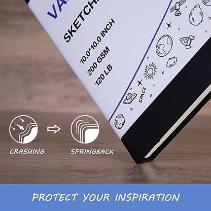 Vanrtto Hardcover Square Sketch Book, Mixed Media Sketchbook 8x8 Inch | Hardcover Square Sketchbook 120lb/200GSM Sketchbook Drawing Paper for Watercolor Mixed Media, 60 Sheets/120 Pages Sketch Pad - size: 8*8 INCH